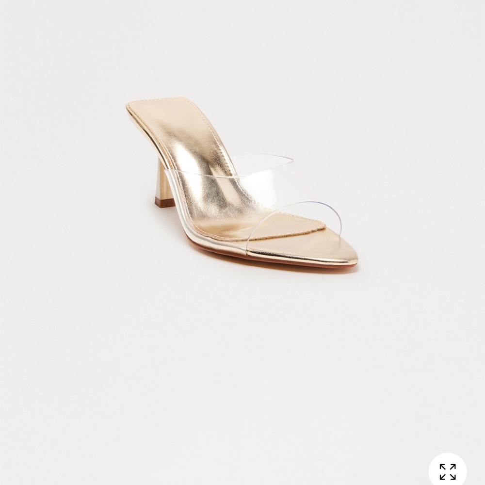 Fashion Nova Gold Heeled Mules